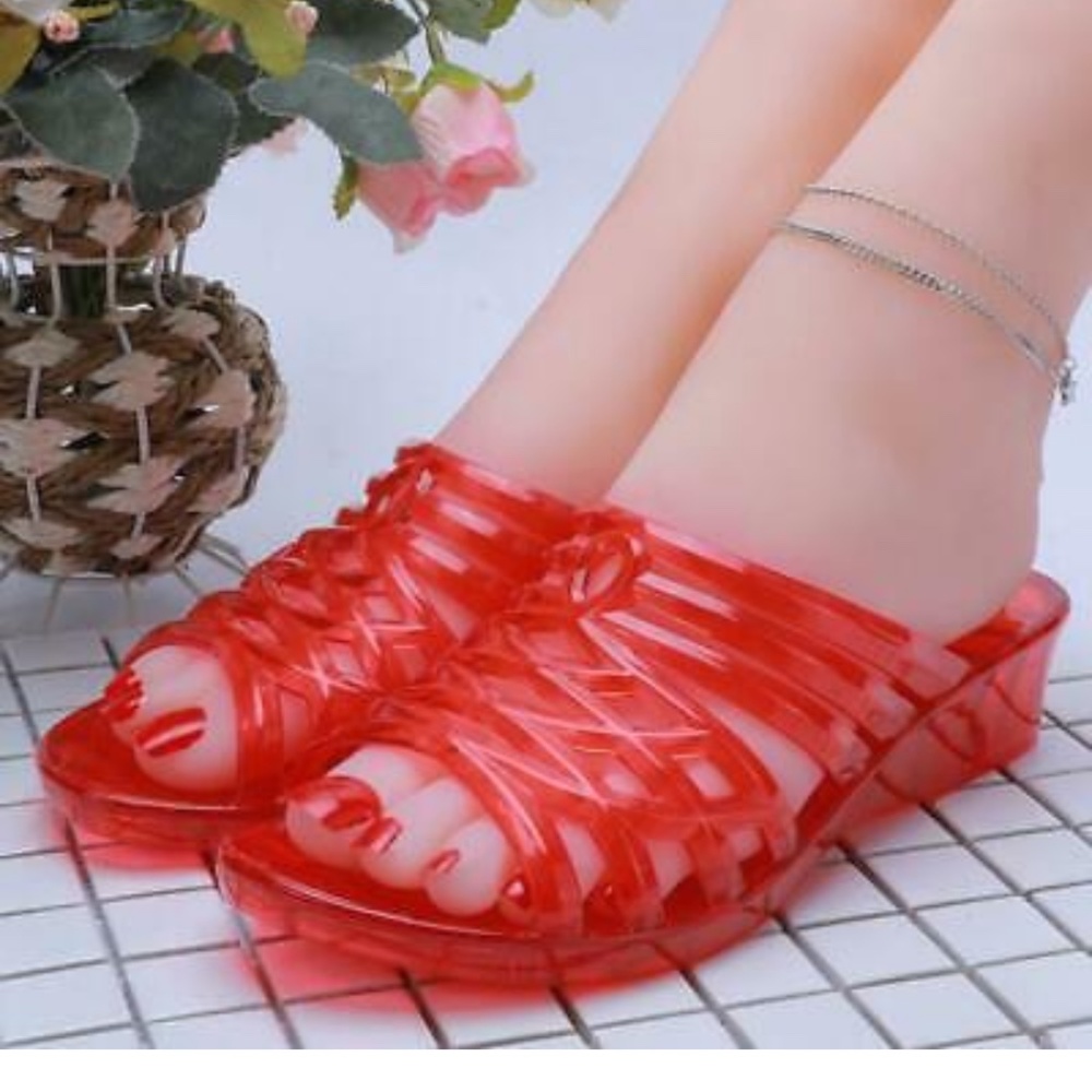 Red clear sandals